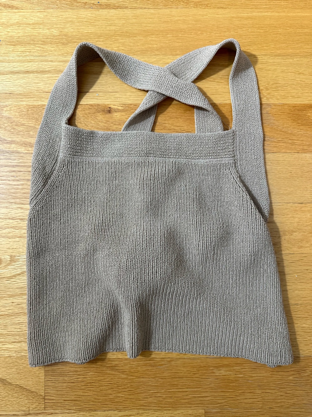 Aritzia Wilfred Taupe Knit Open Back Tank
